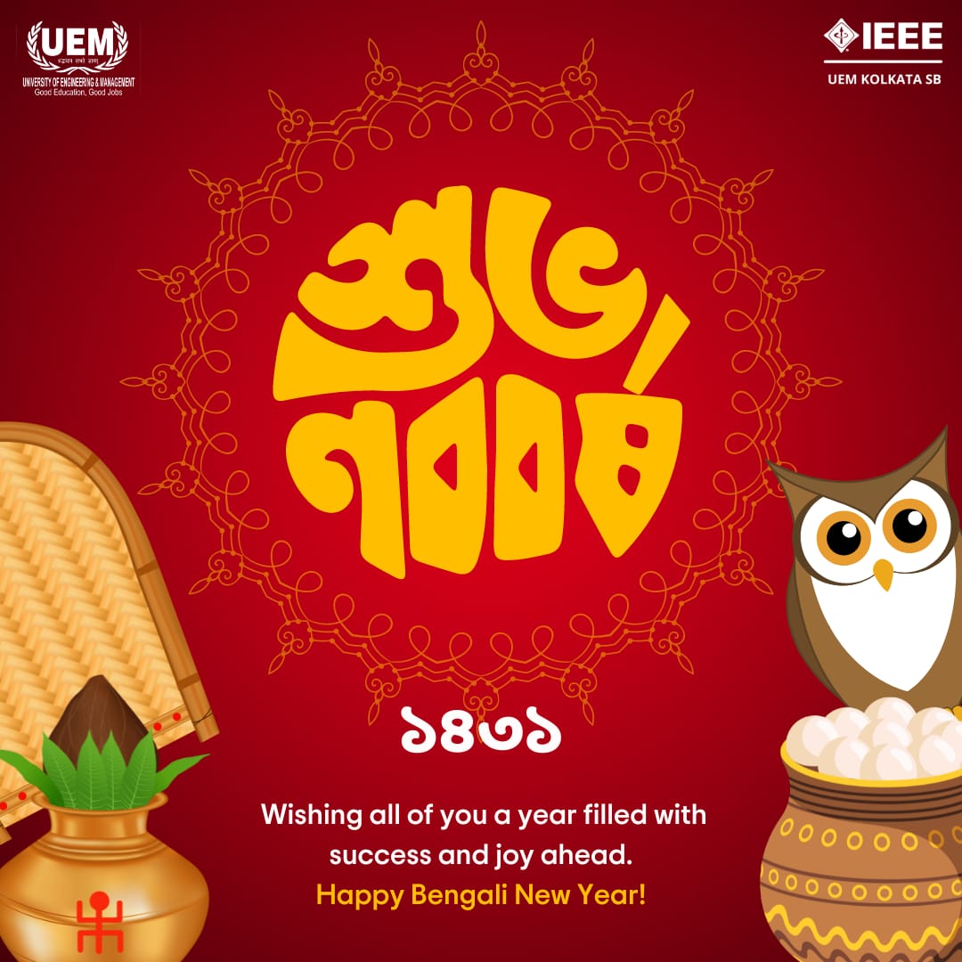 ieeesb_uemk's tweet image. &quot;এসো হে বৈশাখ, এসো এসো...&quot;
On this auspicious day of Poila Boishakh, let us embrace the beauty of spring and new beginnings. May this year be filled with joy, prosperity, and success for everyone.

শুভ নববর্ষ!
From IEEE Student Branch UEM Kolkata.