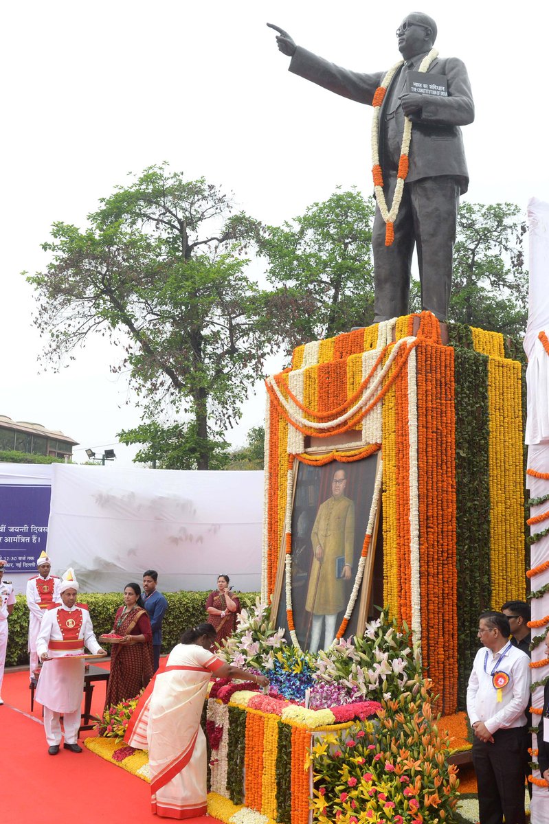 President Droupadi Murmu paid floral tributes to Babasaheb Dr B.R. Ambedkar on his birth anniversary at Parliament House Lawns, New Delhi.