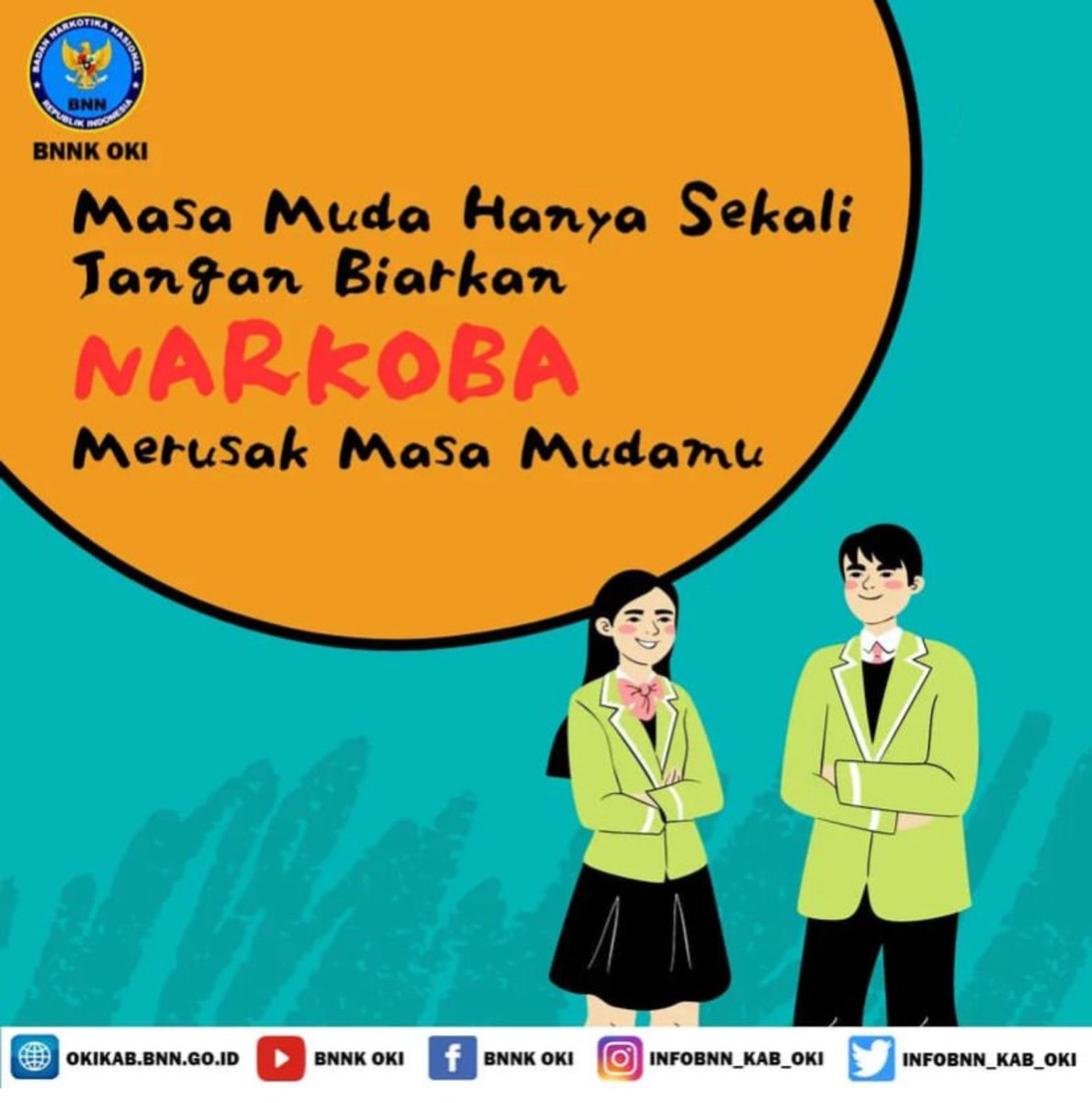 Masa muda hanya sekali, jangan biarkan narkoba merusak masa mudamu.

#indonesiabersinar
#indonesiadrugfree
#bnnkoki
#mudiklebara
#idulfitri
#cegahnarkoba
#berantasnarkoba
#rehabilitasinarkoba
#bersihnarkoba