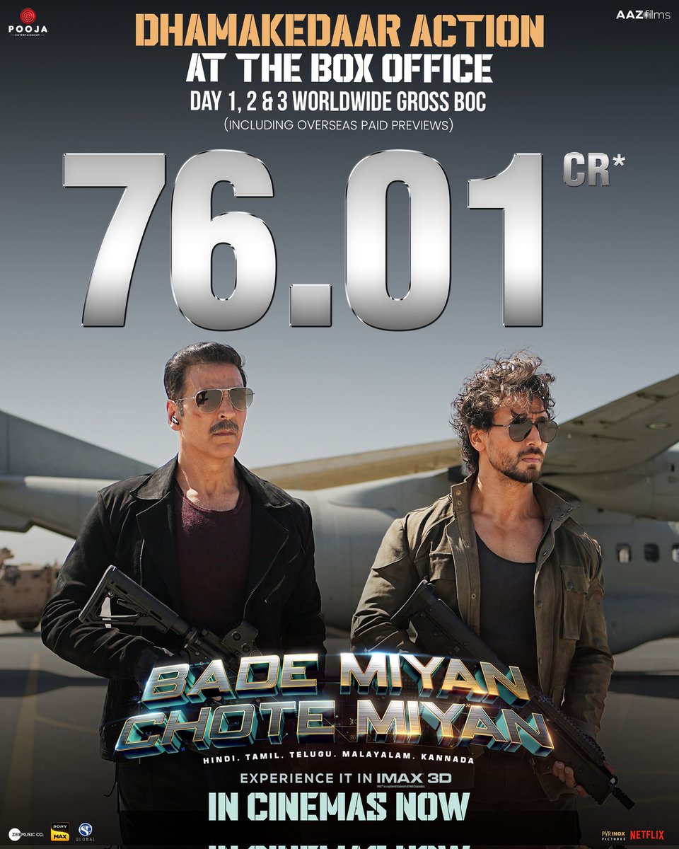 #BadeMiyanChoteMiyan have made a special place in everyone’s heart & the box office 🤜🤛 Book your tickets to experience it in 3D and IMAX IN CINEMAS now: linktr.ee/BadeMiyanChote… #BadeMiyanChoteMiyanInCinemasNow @akshaykumar @iTIGERSHROFF @PrithviOfficial @vashubhagnani…