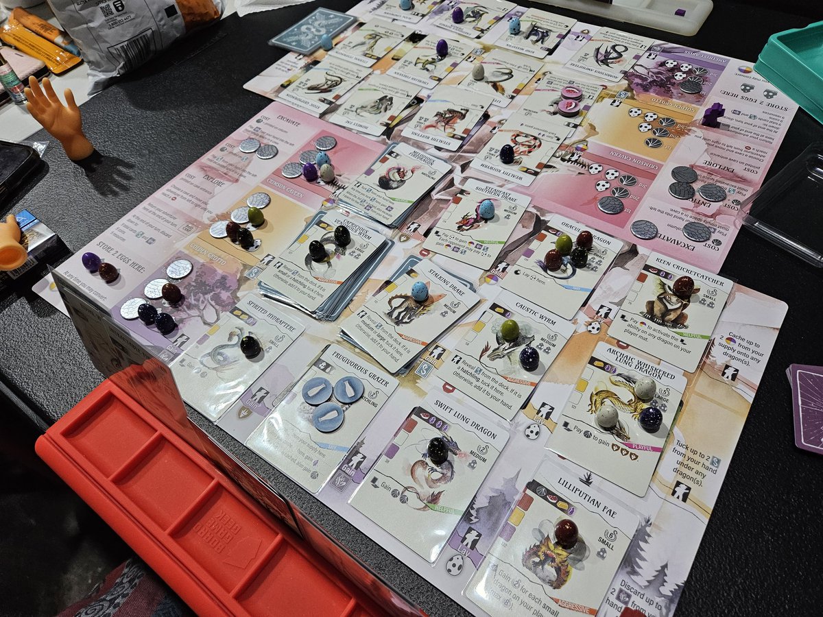 rgsunico's tweet image. We had another round of #Wyrmspan last night and one player was the runaway winner well before the final round. 
#TAGSessions #TabletopGames #BoardGames