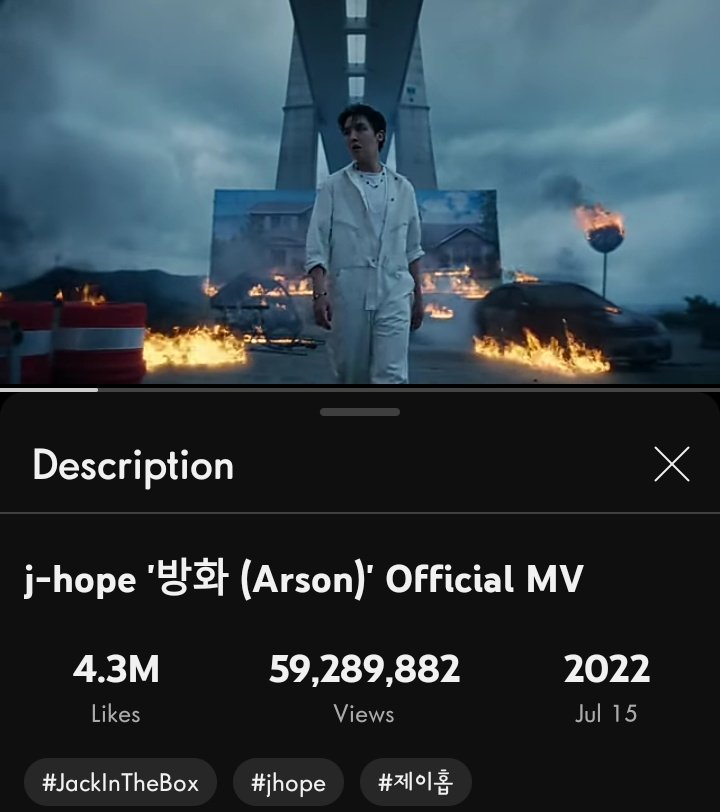 🚨Arson's MV is very close to reaching 60M views!!! 

Let's reach this milestone as quickly as possible, here's a playlist suggestion:

🔗youtube.com/playlist?list=…

#jhope #jhope_Arson #JackInTheBox