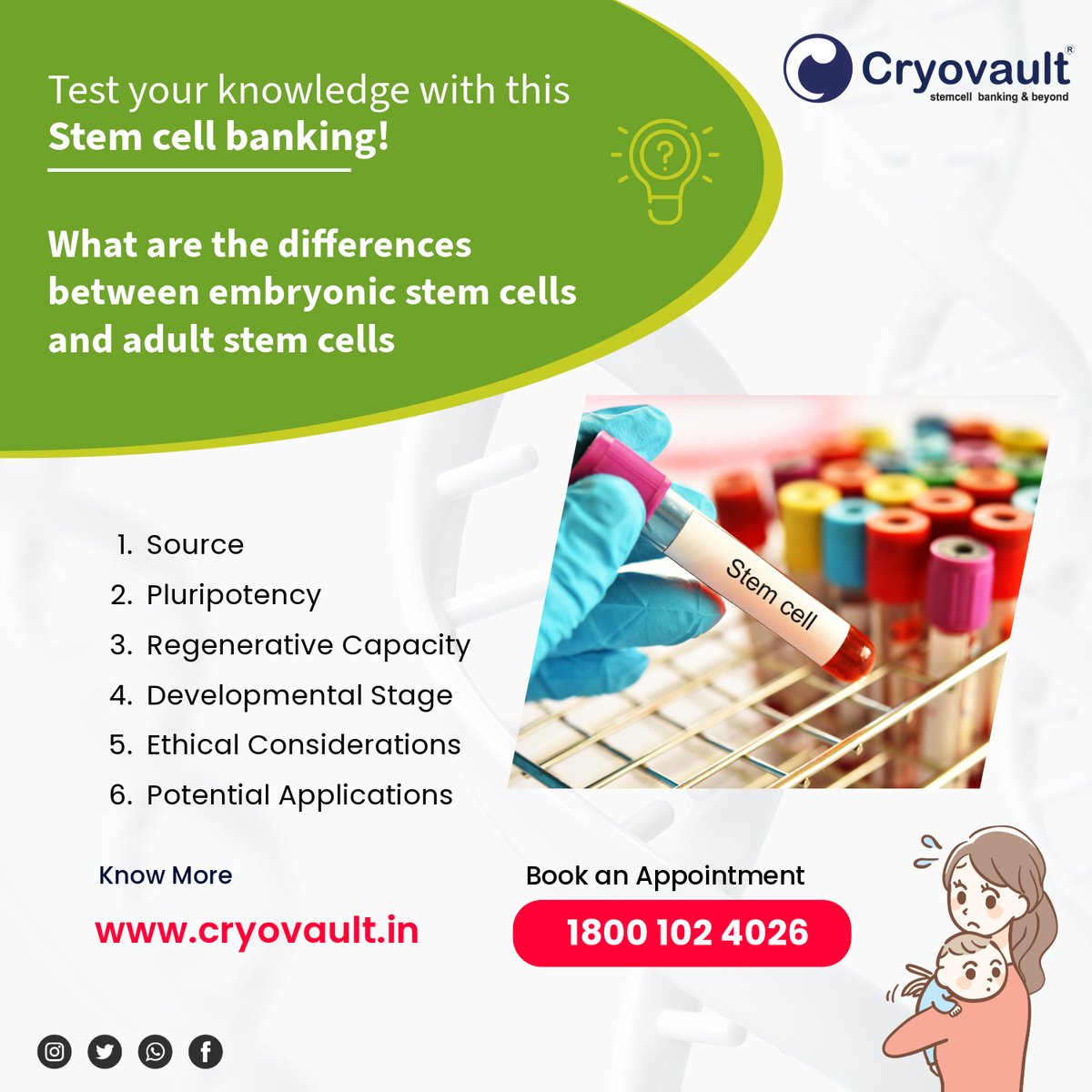 Embryonic stem cells and adult stem cells differ in several key aspects: Visit:- cryovault.in #cryovault #insurance #family #cordblood #stemcellbanking #stemcelltreatment #stemcellbanking #india #savestemcellsafterbirth #largeststemcell #cordbloodstemcells