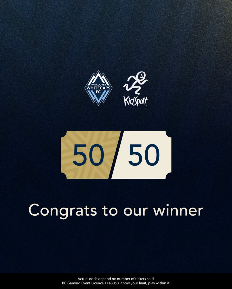 50/50 Winner 🎟 AJ7532821 #VWFC | #VANvLA | @KidSportBC