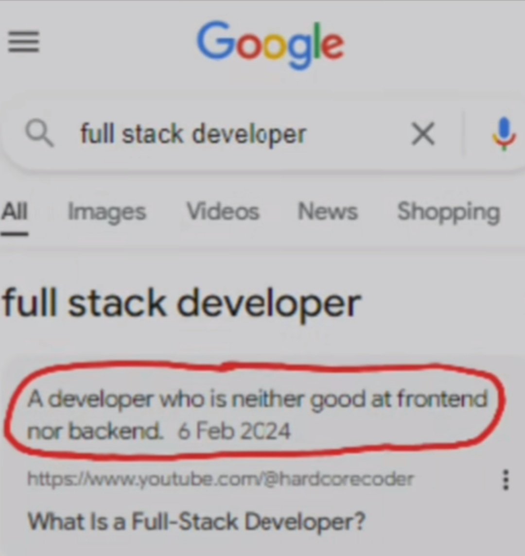 Full stack developer 😂
#coding #fullstackdeveloper #codinglife #corporatememes