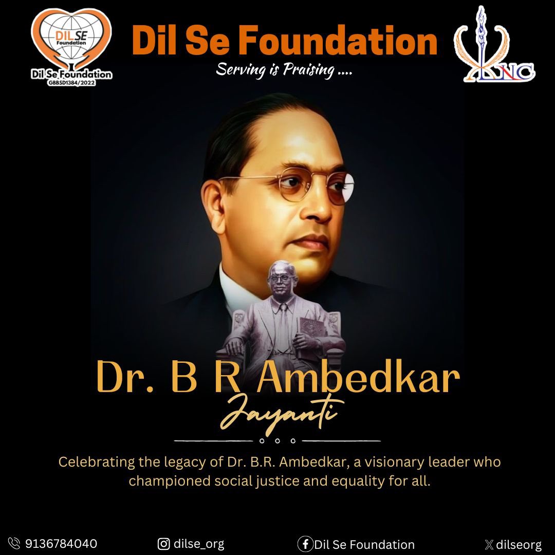 Remembering the architect of India’s Constitution, Dr. B.R. Ambedkar, on his Jayanti. His legacy of equality and social justice continues to inspire generations. #babasahebambedkar #ambedkarjayanti #brambedkar #constitionofindia #babasahebambedkarjayanti #dilsefoundation