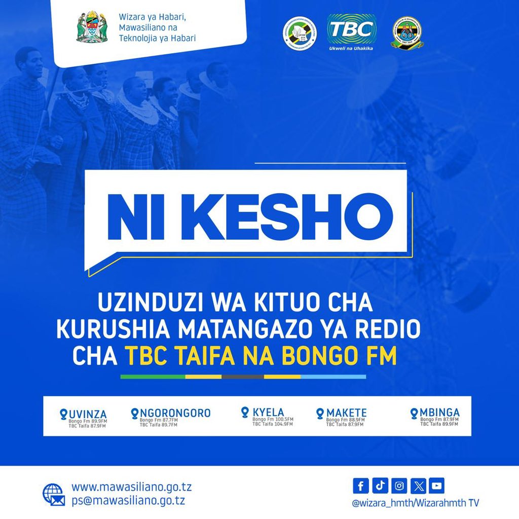 Hafla ya Uzinduzi wa Kituo cha Kurushia Matangazo ya Redio (TBC Taifa na Bongo FM) cha Loliondo, Ngorongoro. #TzDigitalTransformation #TzyaKidijitali #KaziIendelee