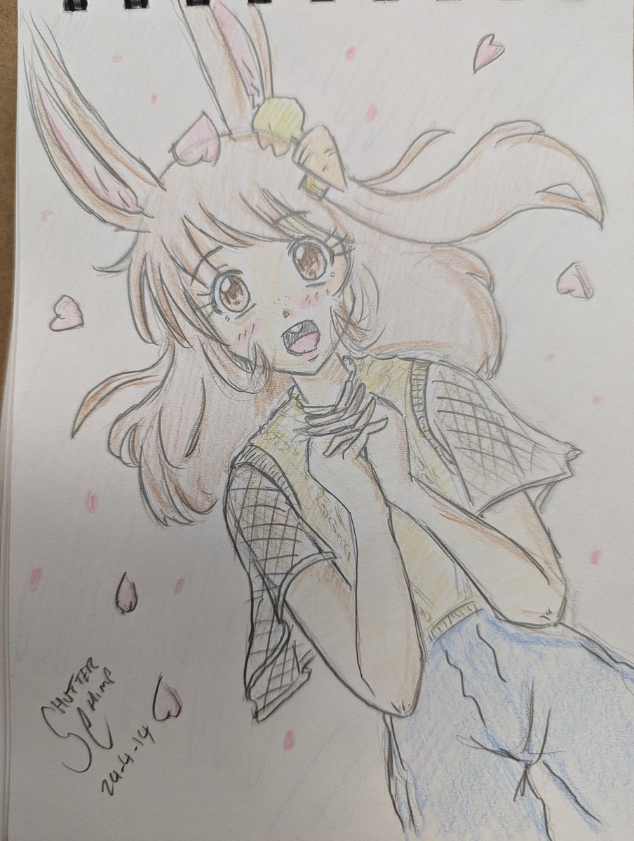 落ち桜 falling blossoms #drawing #art #ArtistOnTwitter #sketch #animalears #bunnygirl #sketch #ilustration #originalcharacter ＃イラスト #オリキャラ #けものみみ #バニーガール #うさみみ #ケモミミ #イラスト好きさんと繋がりたい #絵描きさんと繋がりたい