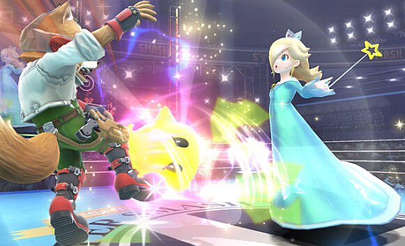 Rosalina shooting Luma right into Fox McCloud’s Foxy McNuts