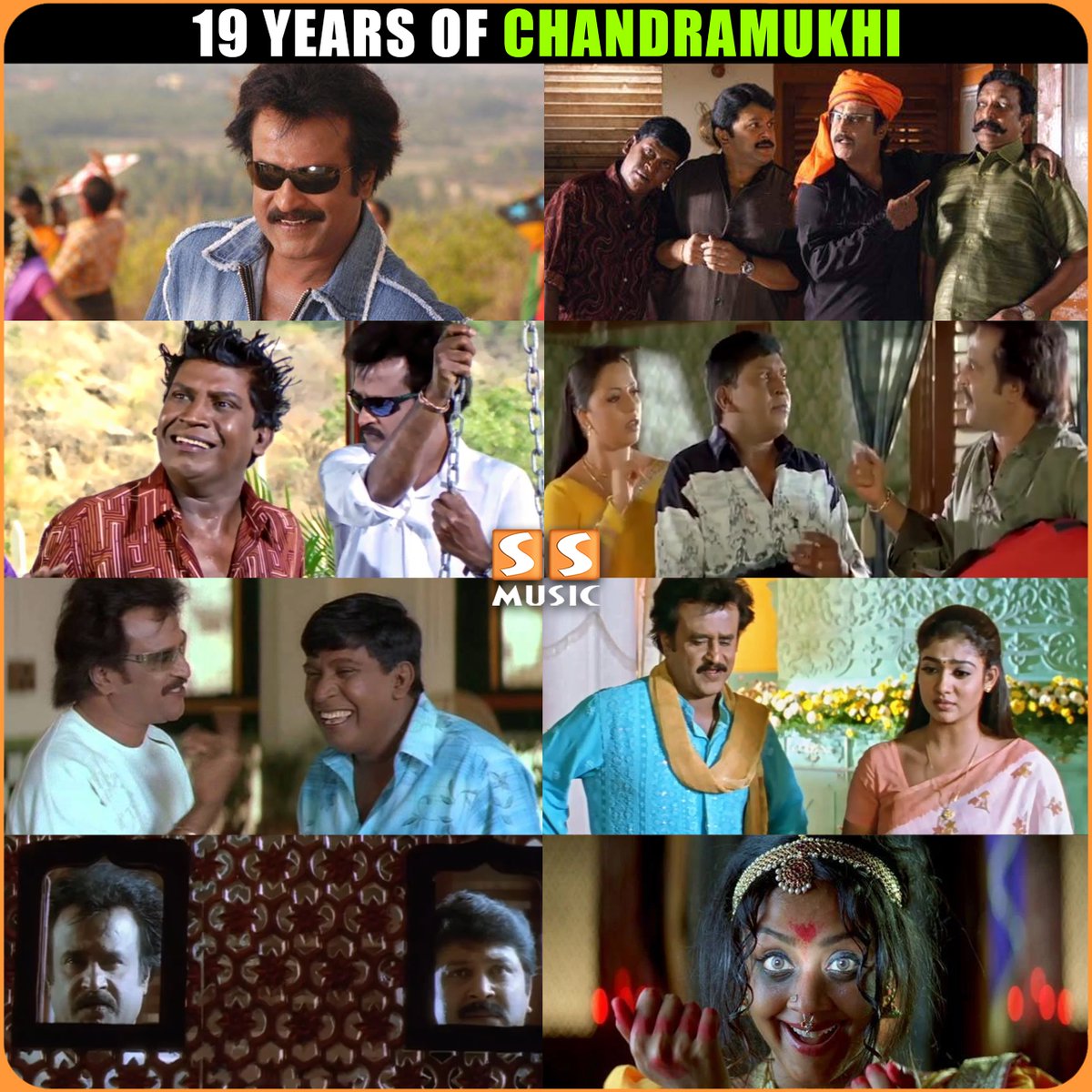 Celebrating 19 Years of Industrial Hit #Chandramukhi 🥳

@rajinikanth  @NayantharaU #jyotika #Vidyasagar #PVasu #Prabhu #19YearsofChandramukhi #SuperstarRajinikanth #Rajinikanth #Nayanthara #SSMusic