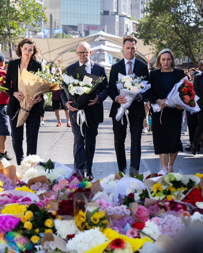 Yesterday, Bondi Junction was the scene of horrific violence – but also selfless courage and bravery. Today this community has come together to mourn the victims of this devastating atrocity and offer its sympathy to those who have lost loved ones.