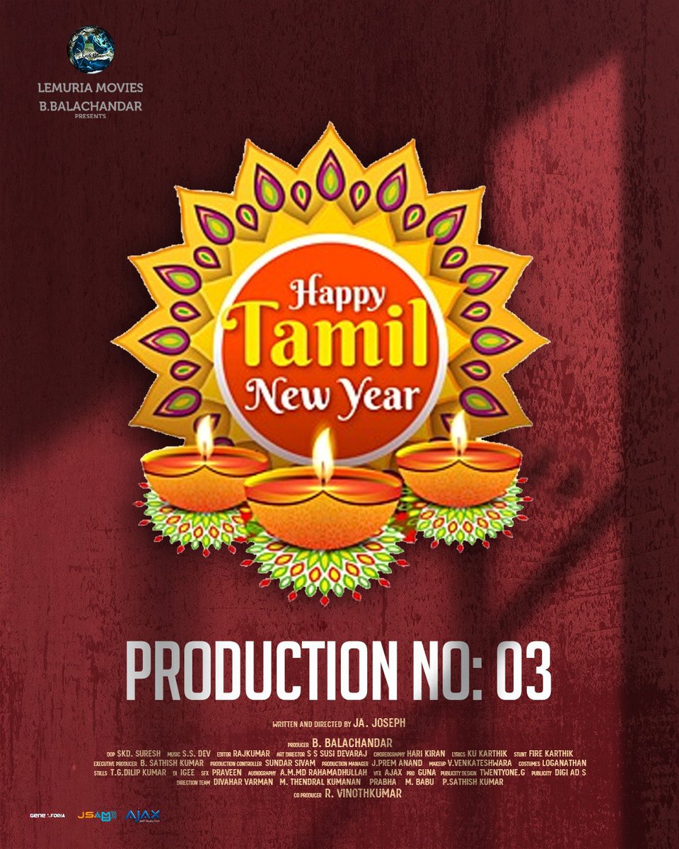 Wishing You all #Happy Tamil New Year from @Lemuriamovies #ProductionNo3 Team Director @JsamCinemas @Dop_Skdsuresh #Anasabbass @leosivakumar02 @NIHARIKAPATRO_ Musical @Musicofsai1 @HariKiran1483 @Firekarthikvarman #EidMubarak #Eid2024 @pro_guna