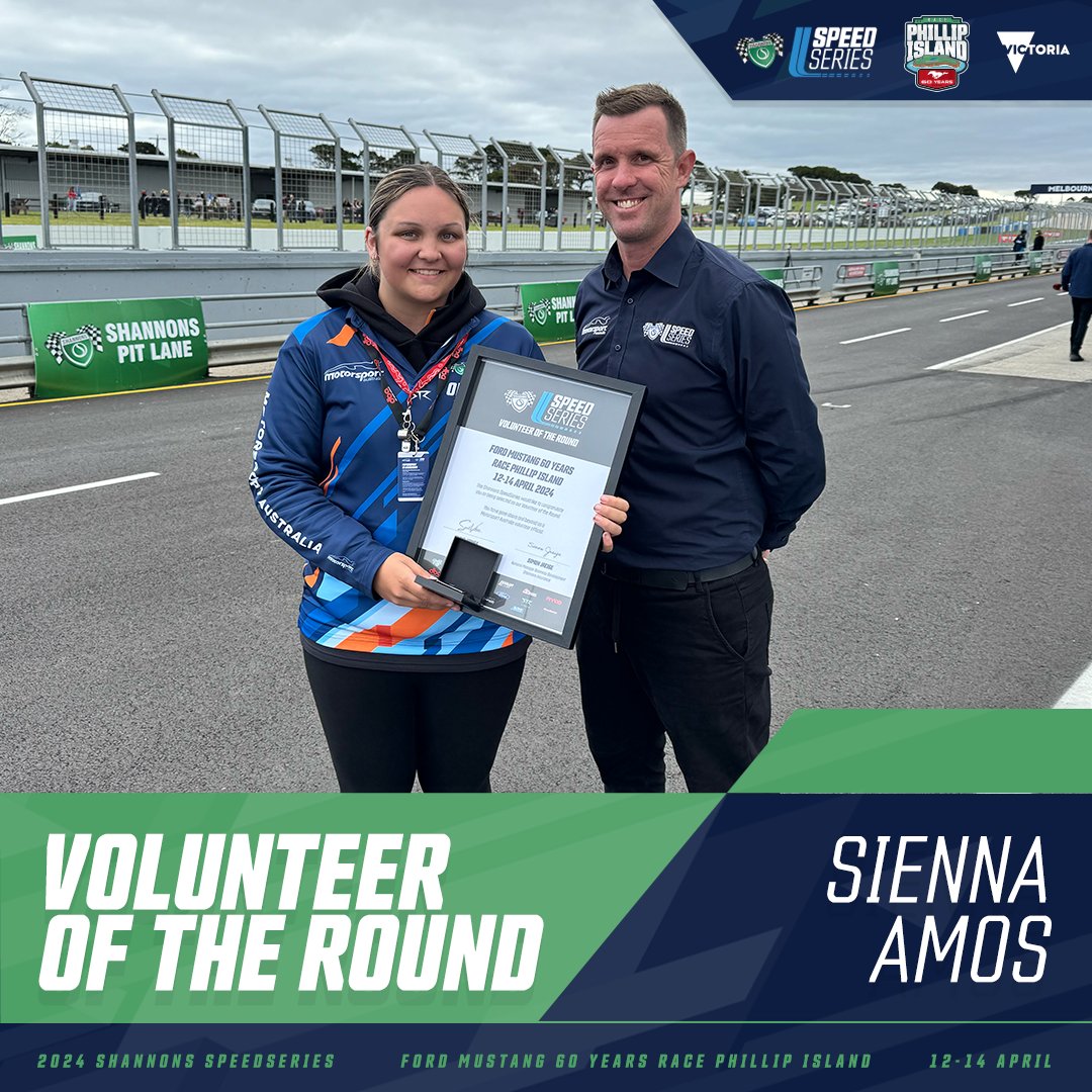 Congratulations to Sienna Amos our Shannons Volunteer of the Round and a flaggie at this weekend's event. Sienna is a fantastic young up and coming official who is doing great things here in Victoria, including waving a yellow flag with style for 45 minutes straight whilst the