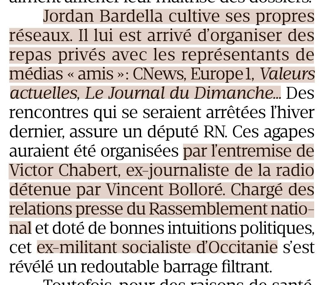 #ÀLaSoupe. Quand les journalistes de #Bolloré dînent chez leur ami #Bardella… #RN #LaTribuneDimanche latribune.fr/economie/polit…