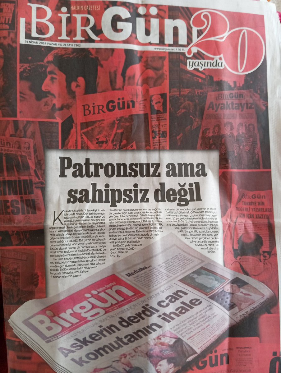 BirGün'ü benim açımdan  güzel kılan şey klasik siyasi asik süratli abi/ablalarin büyük sözleri değil aynı zamanda gunu yakalayan esprili dili, güncel yorumları edebiyat ve sanata dair yazılarıydi. Hele GEZİ ZAMANİ manşetleri.... 
#BirGün20Yaşında