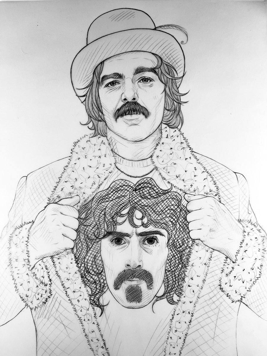 AFTER SOME INTERESTING GUESSES!!! THE NEXT PICTURE I WILL SEW WILL BE CAPTAIN BEEFHEART WEARING A T-SHIRT FEATURING FRANK ZAPPA. THE PORTRAIT IS A NOD TO THEIR FRIENDSHIP & RIVALRY. HERE’S MY HAND DRAWN PLAN. #captainbeefheart #frankzappa