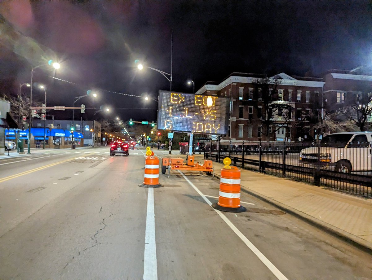 Hey @ChicagoDOT do we need to block the 35th Street bike lane with this sign warning drivers that they might need to use their brakes on game day?