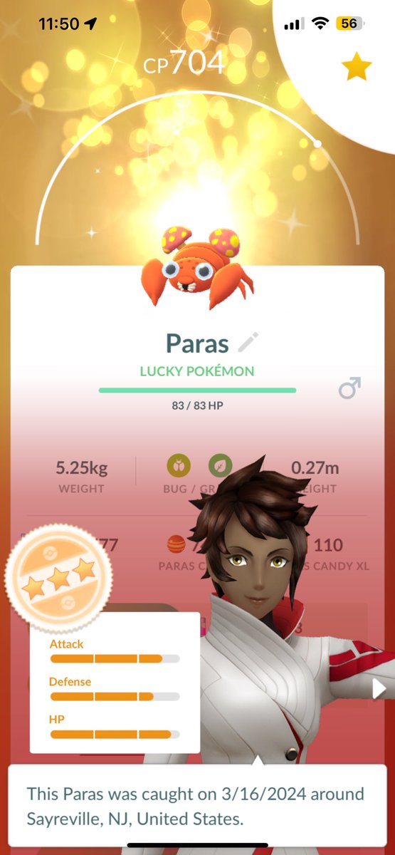 HITT357's tweet image. Heracross raid day went alright for me. Finally gotta a shiny paras off of a RANDOM lucky trade. I gave up a regular arcticuno. #megaraid #pokemongo #shinyhunt #lucky