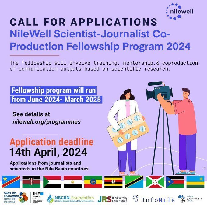 ⏰ Final call to journalists in Uganda, Kenya, Burundi, Tanzania, Egypt, Sudan, South Sudan, DR Congo, Ethiopia & Rwanda. It is the last day to apply for @infoNILE's fellowship program for journalists & scientists. Apply by close of today, April 14 buff.ly/4cIRvTp