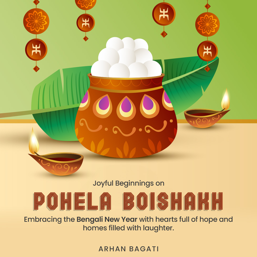 Shubho Noboborsho! As the Bengali New Year dawns, let's fill our hearts with hope and our homes with laughter. May the festive spirit of Pôhela Boishakh usher in prosperity and joy for all. 🌺🎉 #ShubhoNoboborsho #BengaliNewYear