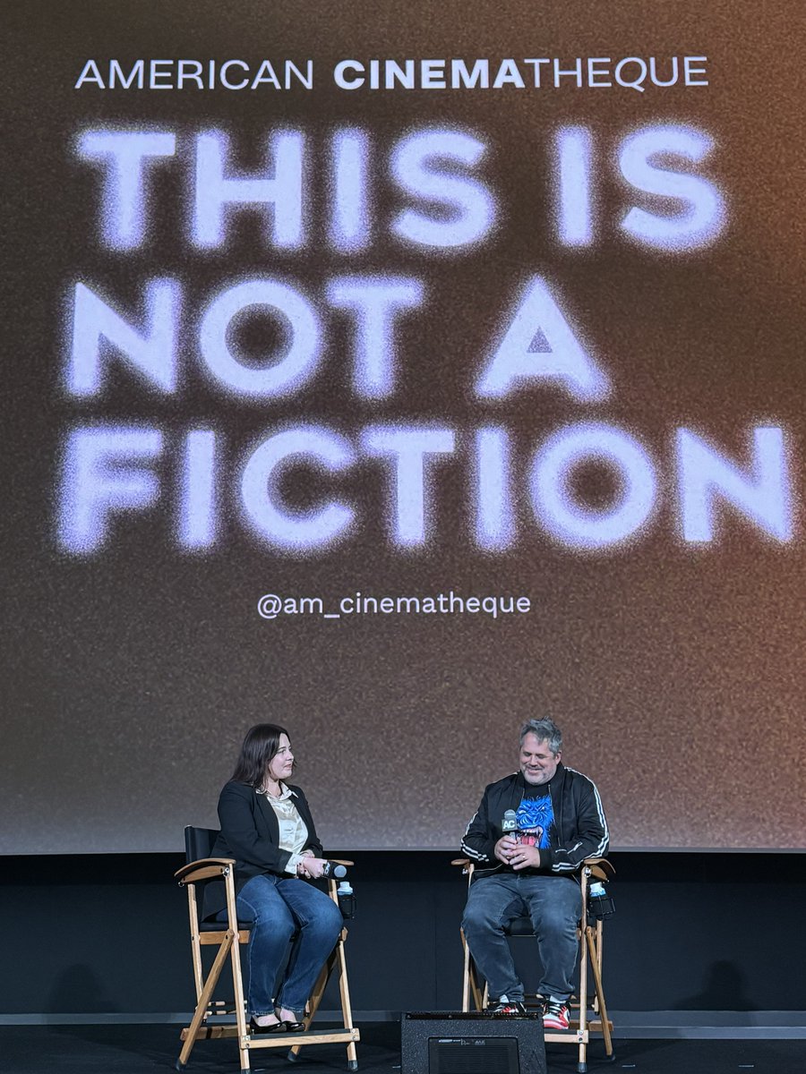 What a wonderful evening! @katiewalshstx killed the Q&A with @jefftremaine! It was great to watch this with an audience, who were clapping, cheering, groaning, & giggling loudly the way it was meant to be experienced. Congrats @am_cinematheque & @Chris_LeMaire! #ThisIsNotAFiction