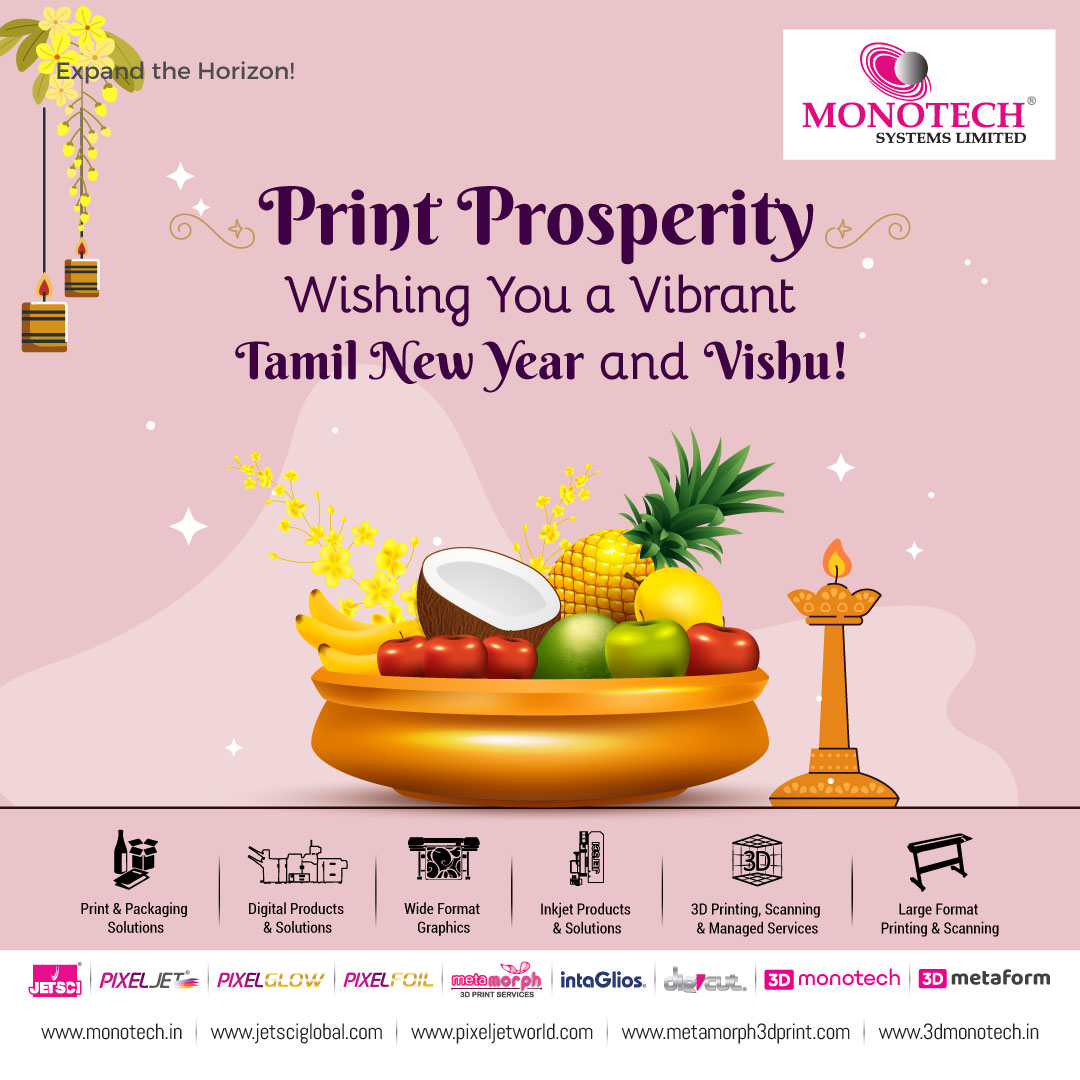 Happy Tamil New Year and Vishu from all of us at Monotech Systems! May this auspicious occasion bring you and your loved ones joy, prosperity, and abundance. Let's celebrate the spirit of unity and renewal together!  #TamilNewYear #Vishu #Celebration #MonotechSystems #printing