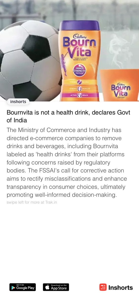 SamratYokel's tweet photo. Bournvita is not a health drink, declares Govt of India
https://t.co/eSCPBU0RiR
 -via inshorts

Finally the free run of ⁦⁦@BournvitaIndia⁩    comes to an end in India. Salute to select few youtubers who stood strong against this multinational. https://t.co/aSDJEc8evJ