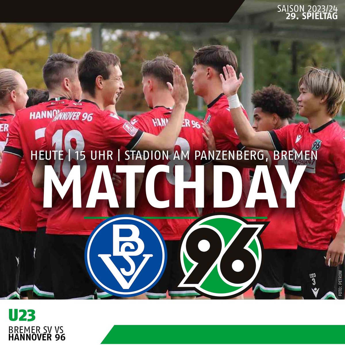 Heute geht's für unsere #96U23 nach #Bremen zum @BremerSV. Wir wünschen unseren Jungs viel Erfolg und ein gutes Spiel! #H96 #Hannover96 #96Akademie #NiemalsAllein ⚫️⚪️💚