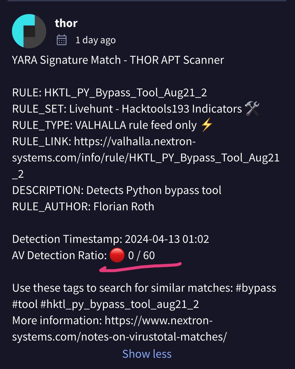 cyb3rops's tweet image. It’s Sunday 07:03 am and I decided to read @Volexity‘s article on UTA0218‘s post exploitation activity (PaloAlto CVE-2024-3400). 
I saw that a generic rule of mine detected the new UPSTYLE backdoor when it was uploaded to VT yesterday (while no one else had detections for it) and…