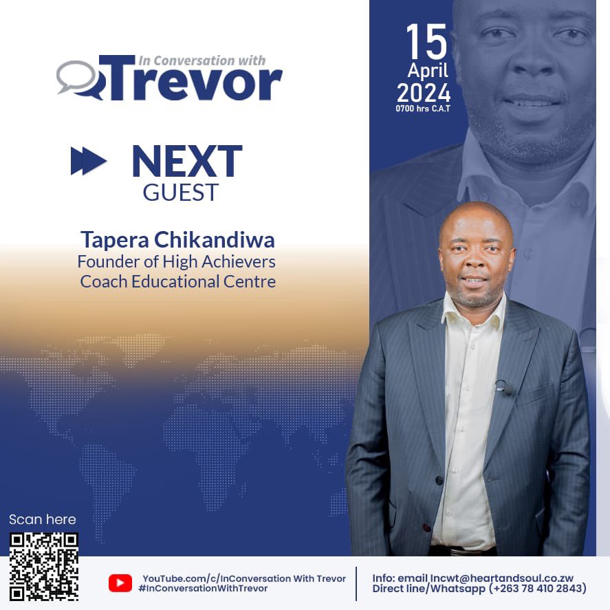 Dr Tapera Chikandiwa is the next @ConvoWithTrevor guest. Tapera is the Founder & Owner of High Achievers Coach Educational Centre. From providing extra-lessons for children of the well heeled Tapera has built an institution that responds to the needs of learners.