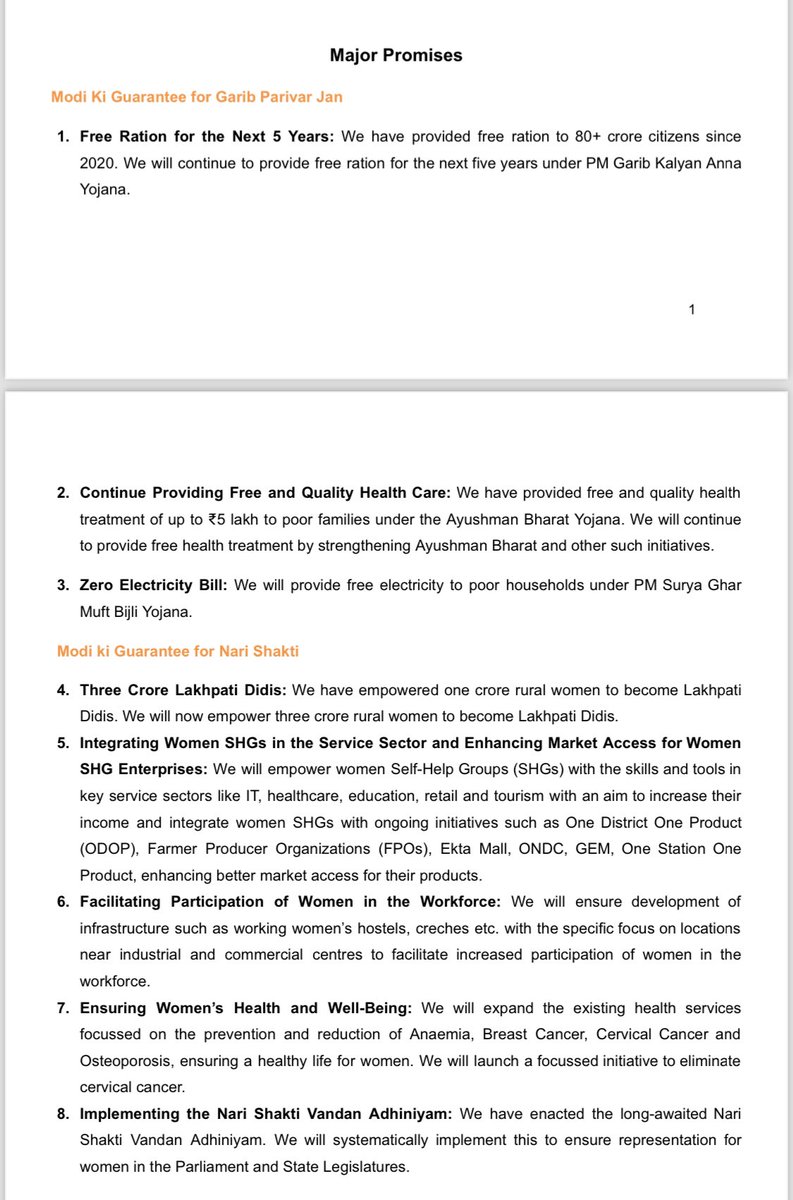 Freebies Make It To #BJP #Manifesto Free, free. Is BJP copying from Cong, TMC, AAP template? 1. Free ration for 5 years under PM Anna Yojana 2. Free health care in Ayushman Bharat Yojana 3. Zero bijli bill 4. Lakhpati didi BJP announces all of this for 3rd successive term