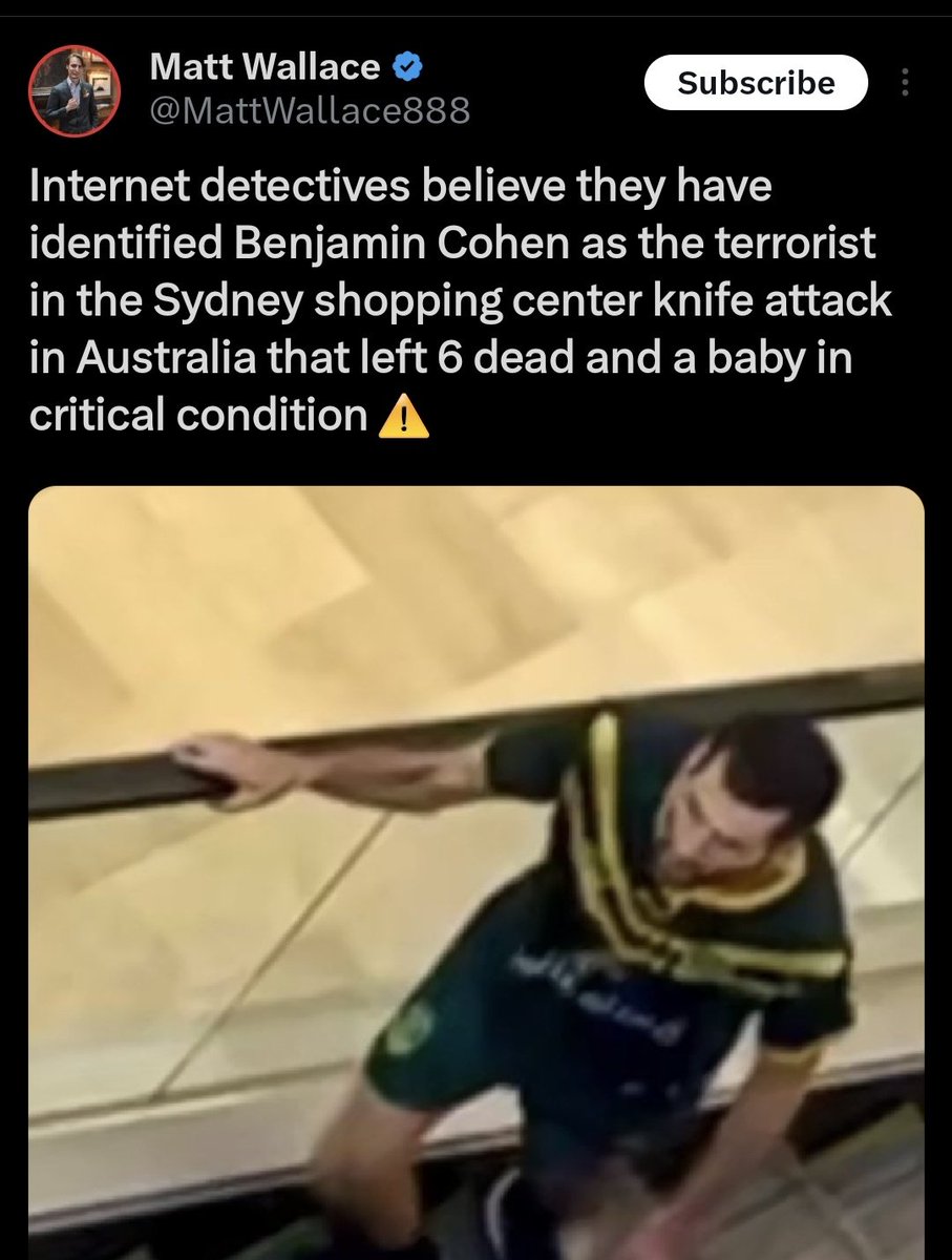 TheMossadIL's tweet photo. The Sydney attacker's name was Joel Cauchi, a man from New South Wales with no criminal record and mental health issues. 

Here are the antisemites who made up a person named Benjamin Cohen and doxxed an innocent Jewish man. https://t.co/sXMXyxiILC