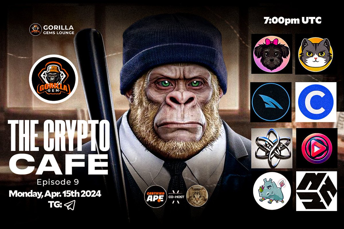 We are pleased to present you the full line up for #Crypto Cafe Episode 9. We have @myracoinonsol We have @officialcatcoin We have @RaidSharks We have @UPDefiCrypto We have @_connectwallet We have @nnn_token We have @InterLinkAll We have @LeslieToken