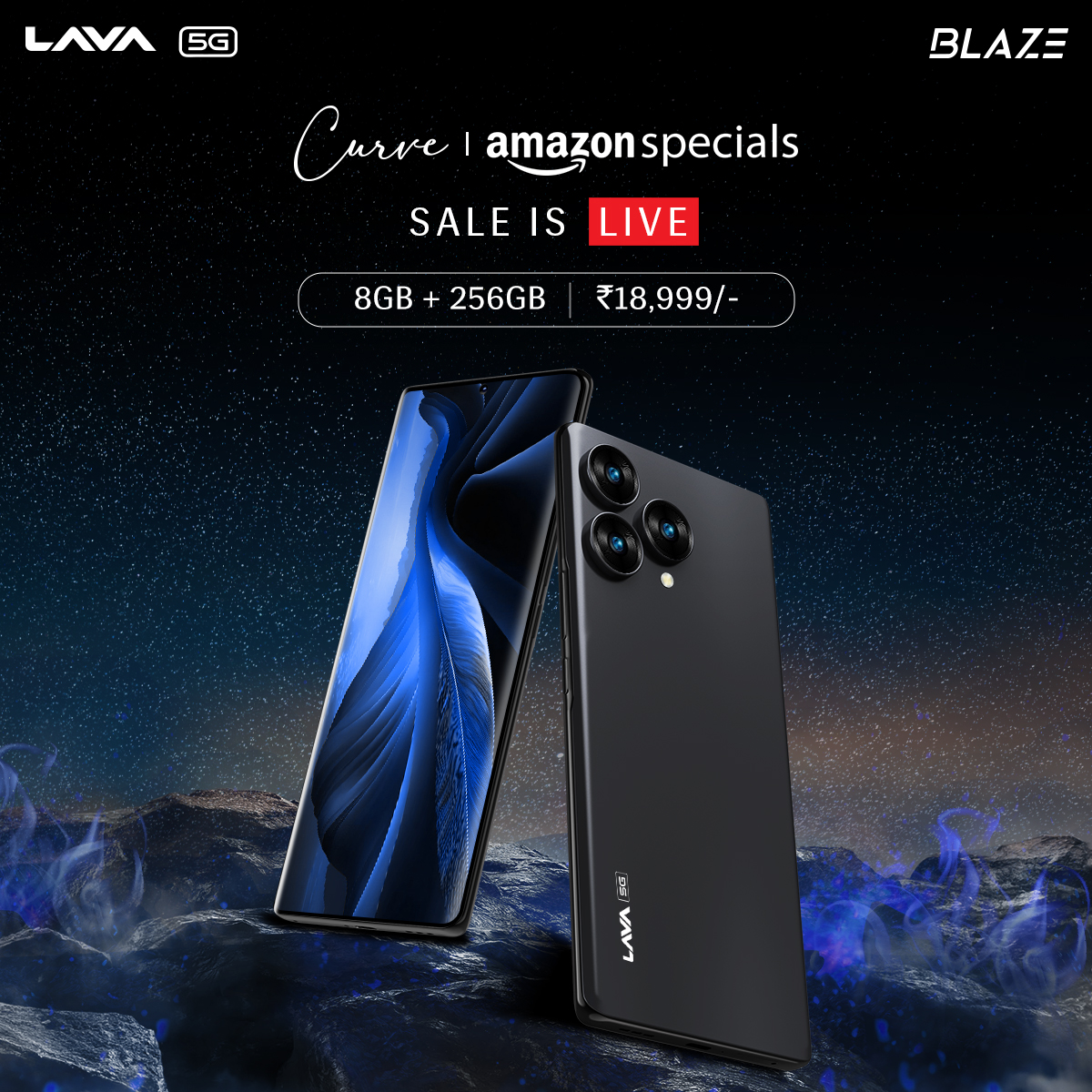 Blaze Curve: 8GB + 256GB - Sale is LIVE! Price: ₹18,999 Shop now on Amazon: amzn.to/4arRRwi #BlazeCurve #LavaBlazeCurve #CurveOlution #LavaMobiles #ProudlyIndian