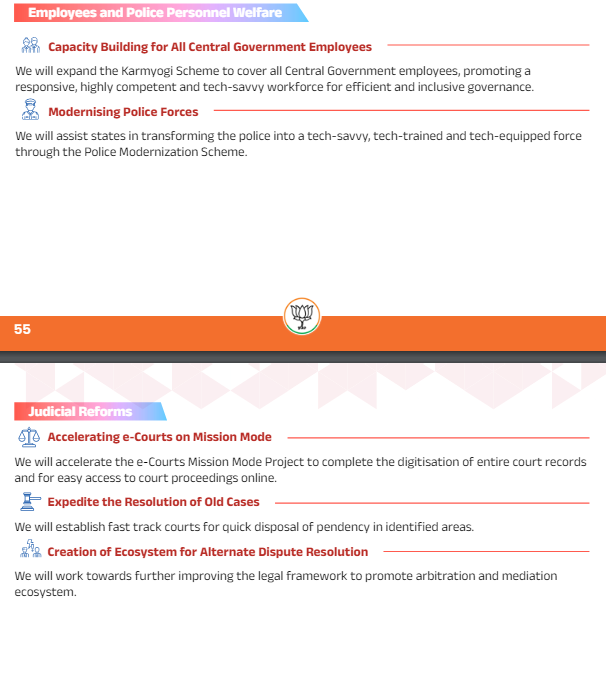 #LokSabhaElection2024: Expedite the Resolution of Old Cases: We will establish fast-track courts for quick disposal of pendency in identified areas...We will assist states in transforming the police into a tech-savvy, tech-trained and tech-equipped force through the Police…