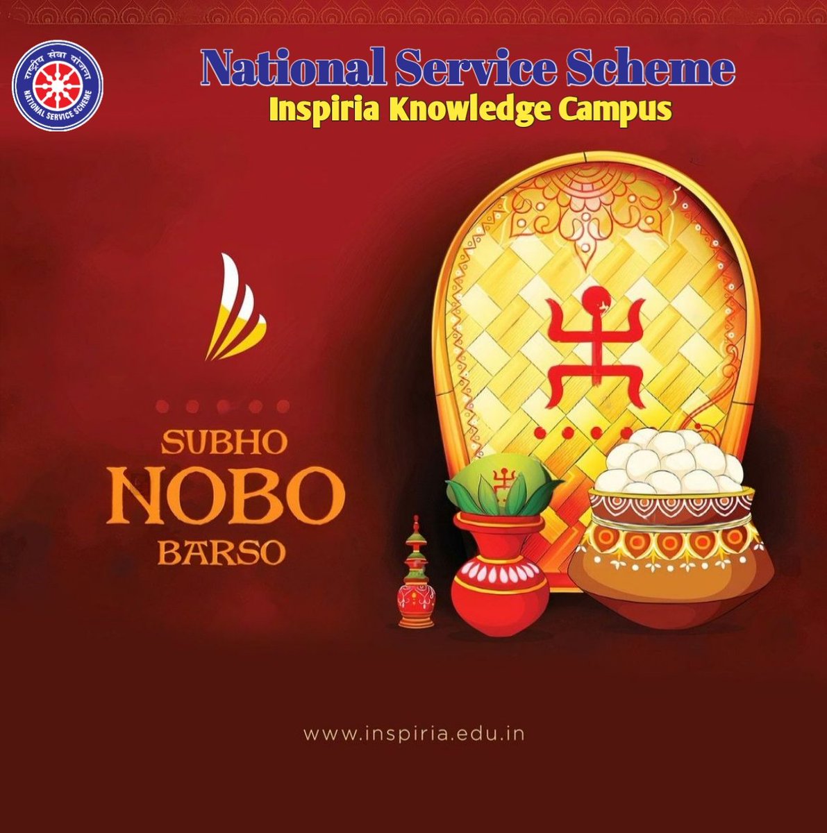 NInspiria's tweet photo. Wishing you a joyous and prosperous Subho Nabo Barsho from the entire @NInspiria family! 🌟 Let's celebrate the spirit of unity and new beginnings together. 
. 
. 
.
#BengaliNewYear #HappyNewYear  #inspiriaknowledgecampus #siliguri
#nss #nssinspiria https://t.co/zxJrp3P2Et