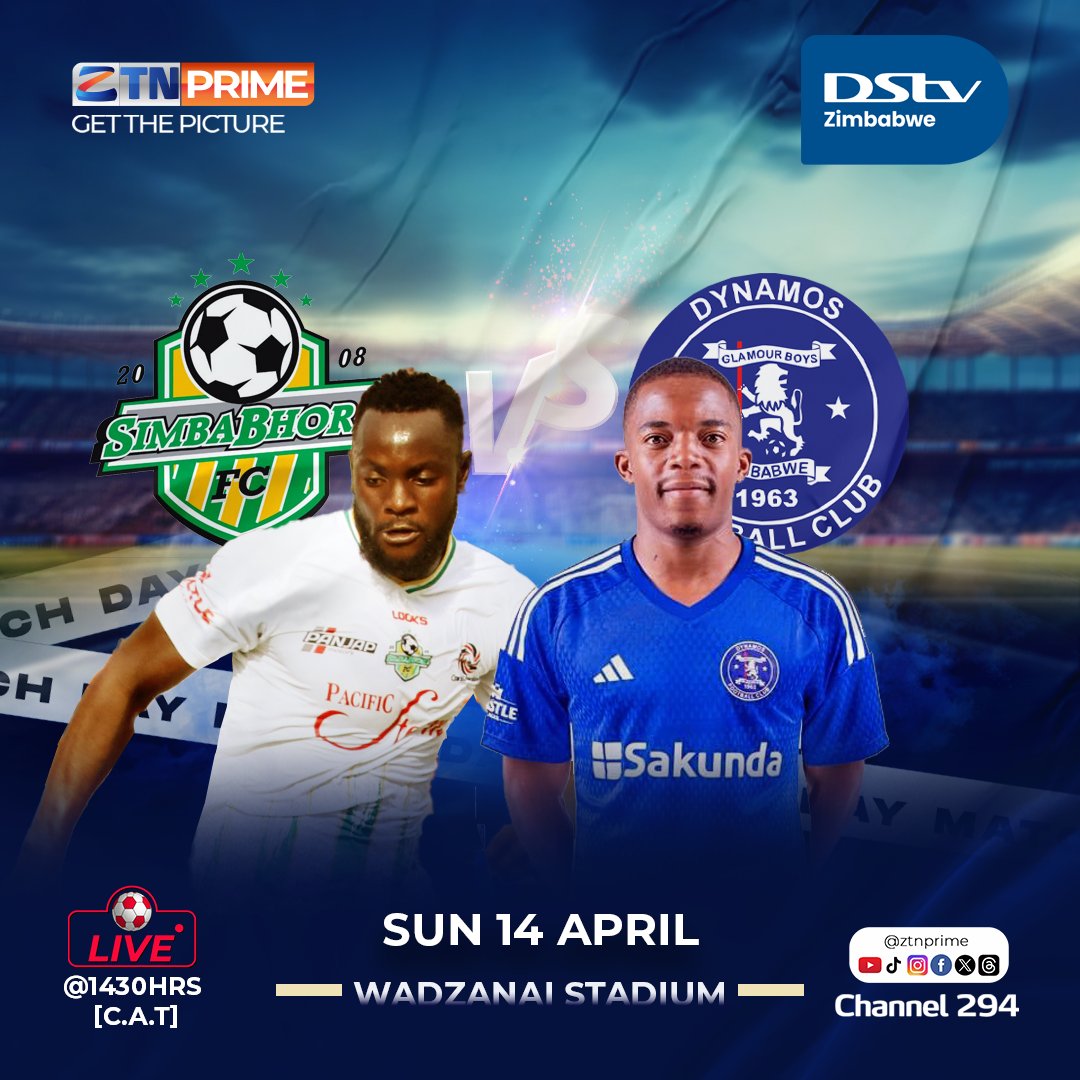 🏆Castle Lager Premier Soccer League ⚽Simba Bhora vs Dynamos 📅 Sunday 14 April 2024 ⏰15:00 HRS CAT 🏟Wadzanai Stadium 📺ZTN Prime #GetThePicture #ZTNPrime #DSTV294