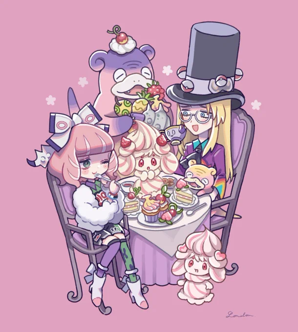 ポケモン剣盾のセイボリーとクララとヤドンたち。デザインも性格も好き #一次創作作家のファンアート 
