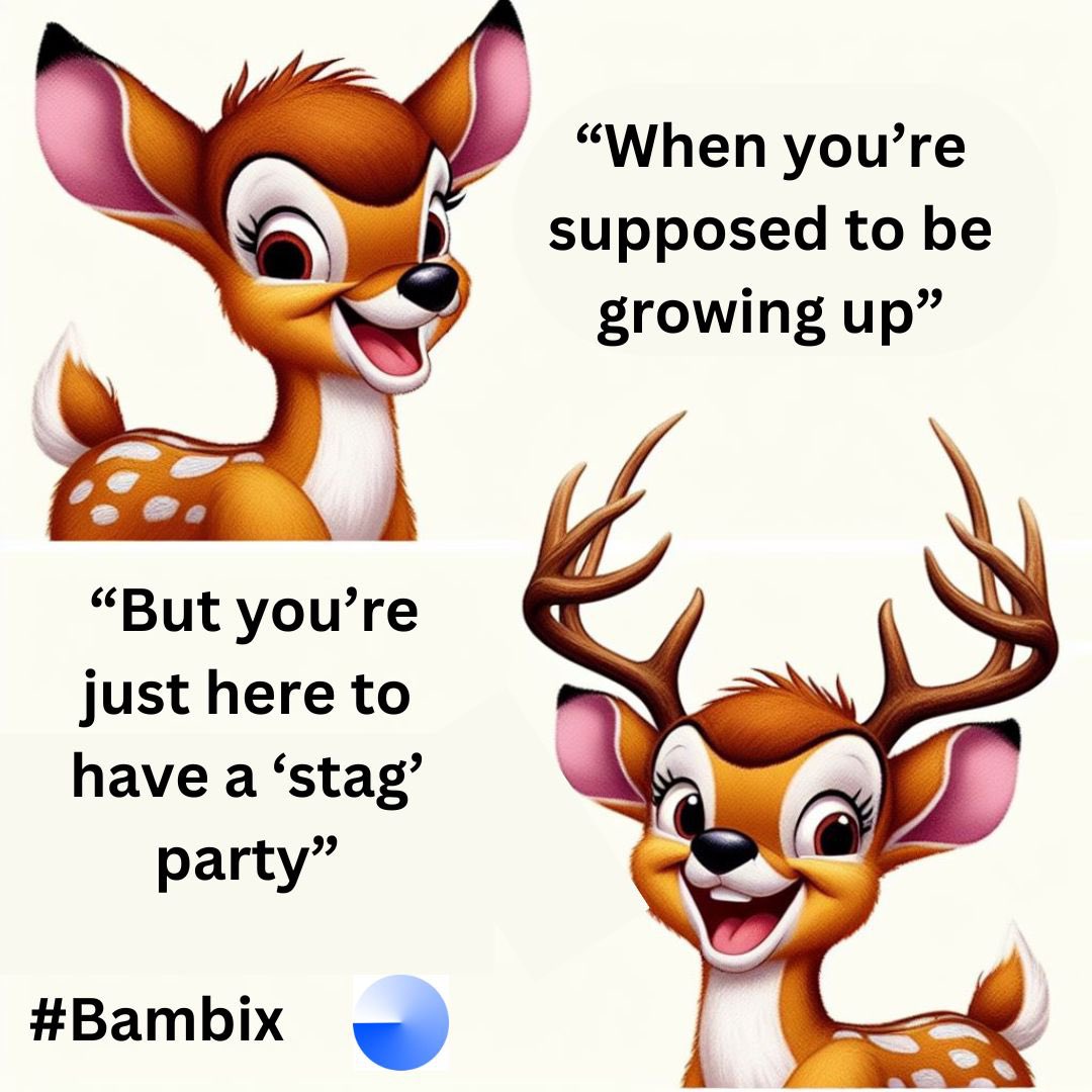 Just because you’re growing up doesn’t mean you can’t have a little fun along the way! 🦌🎉 #StagParty #NeverTooOldForFun #bambix #base #nxlinx #crosspad #presale #coinbase #24april2024 #bsc