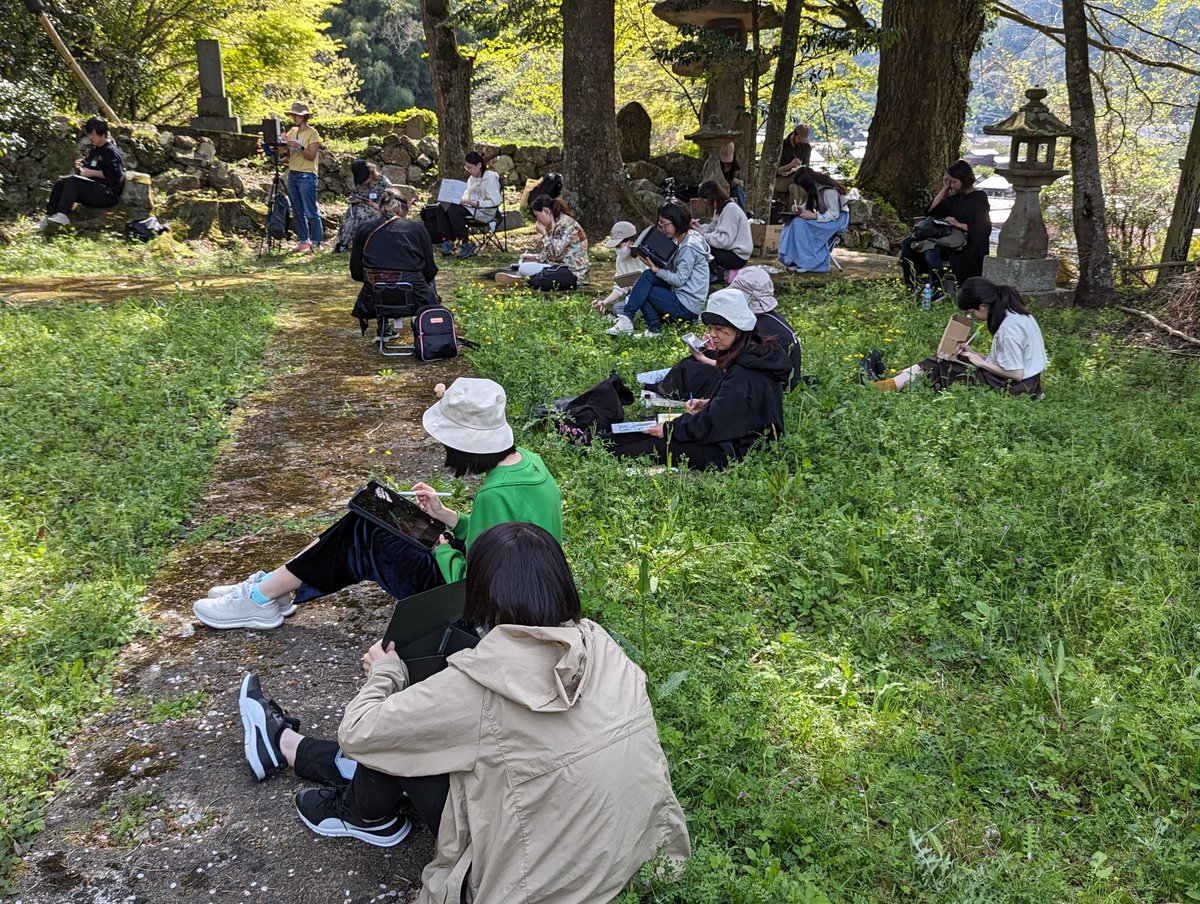 We're all out painting today in Japan.