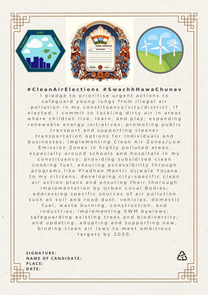 BhavreenMK's tweet photo. 1,00,000 moms &amp; citizens have already called to demand #CleanAir which has made it to the @INCIndia and @BJP4India manifestos; 

However, it’s the individual efforts that will drive the electoral agenda, so I'll ask  candidates from our constituency to sign #PledgeForCleanAir! https://t.co/q0Rxr52hJe