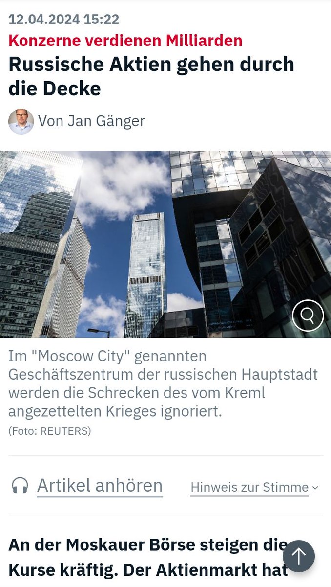 @volkspartei @Europarl_DE @karlnehammer @vonderleyen @diegruenen @WKogler Russische Börsenkurse gehen durch die Decke! Warum wohl? Sanktionen der EU und USA wirken doch? Wenn die abgehobene EU Politik denkt sie können die Welt lenken sind sie so richtig am Irrweg.