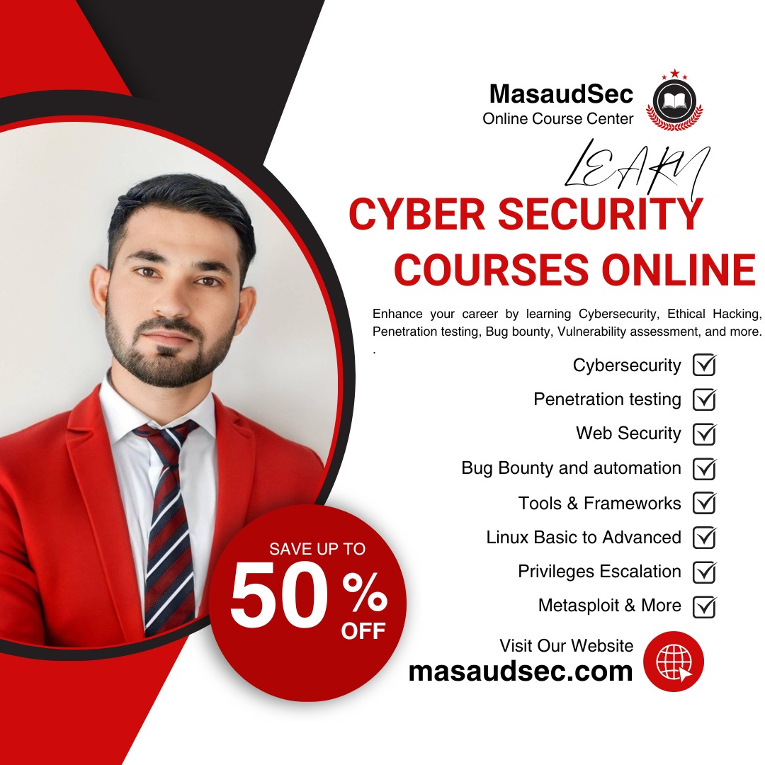 𝗝𝗼𝗶𝗻 𝗠𝘆 𝗖𝘆𝗯𝗲𝗿 𝗦𝗲𝗰𝘂𝗿𝗶𝘁𝘆 𝗕𝗼𝗼𝘁𝗖𝗮𝗺𝗽.
Click Here: masaudsec.com/courses/master…

#cybersecurity #ethicalhacking #bugbounty #bugbountytips #hacking