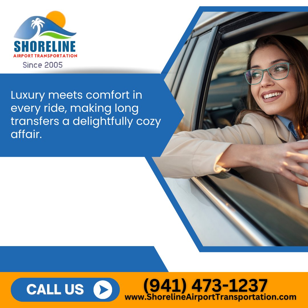 Prioritize comfort with Shoreline's luxury rides in Venice, FL. Bring your travel pillow for the ultimate relaxation, and let us enhance your travel experience. To experience top-tier comfort on the go, call us at (941) 473-1237. #ComfortTravel #VeniceFL