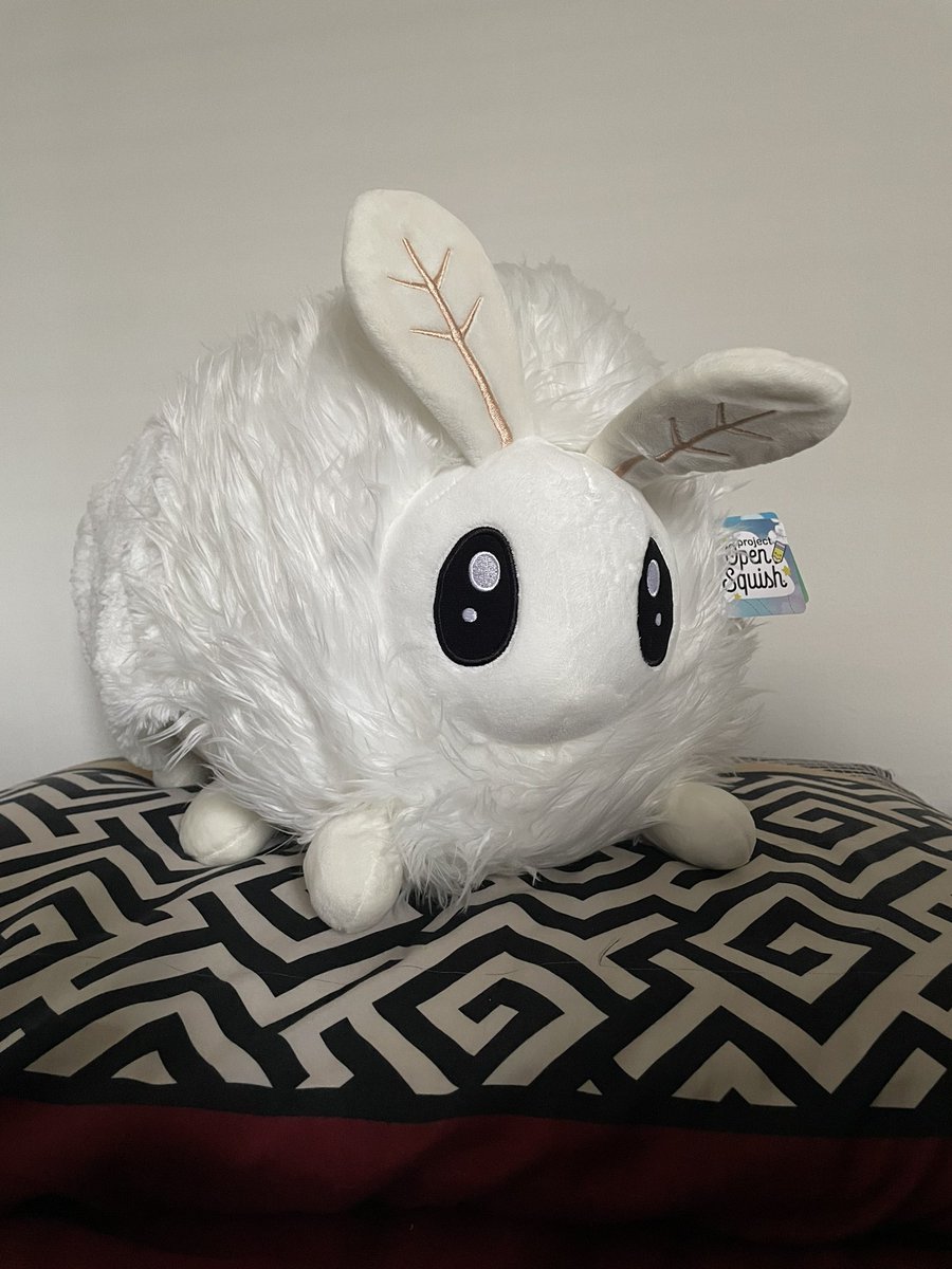 spookywriter's tweet photo. this moth plushie i just bought has no business providing me with as much serotonin as it does. worth every penny https://t.co/KLhMVTzGbc