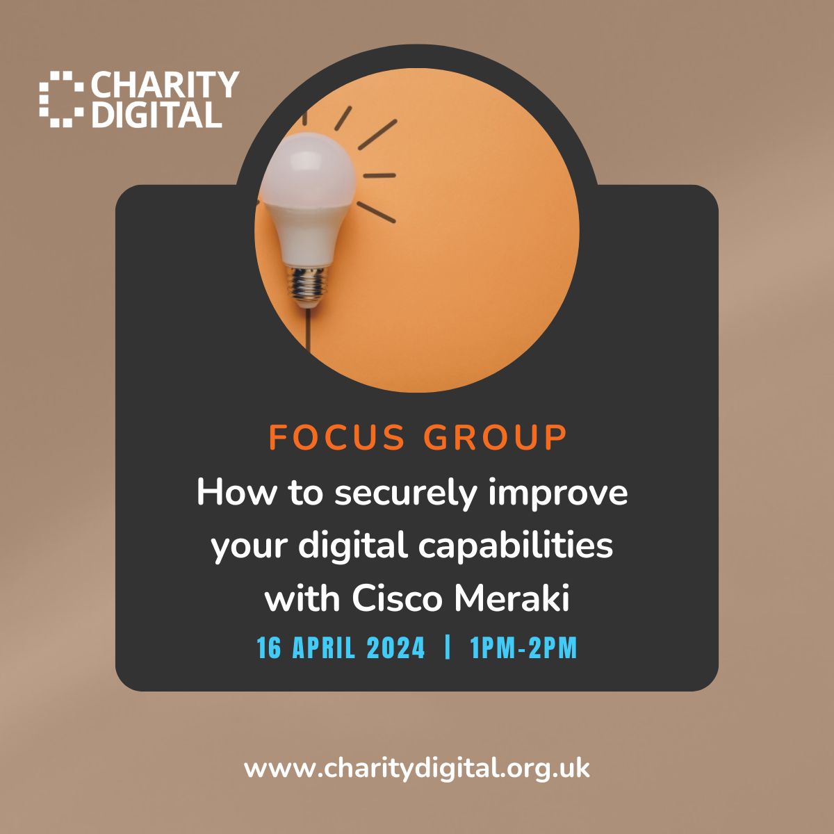 Just 2 days to go until our focus group on 16th April. We'd love to see you there! Join here us here ⬇️ charitydigital.org.uk/events/focus-g… #CharityDigital #Cisco #FocusGroup