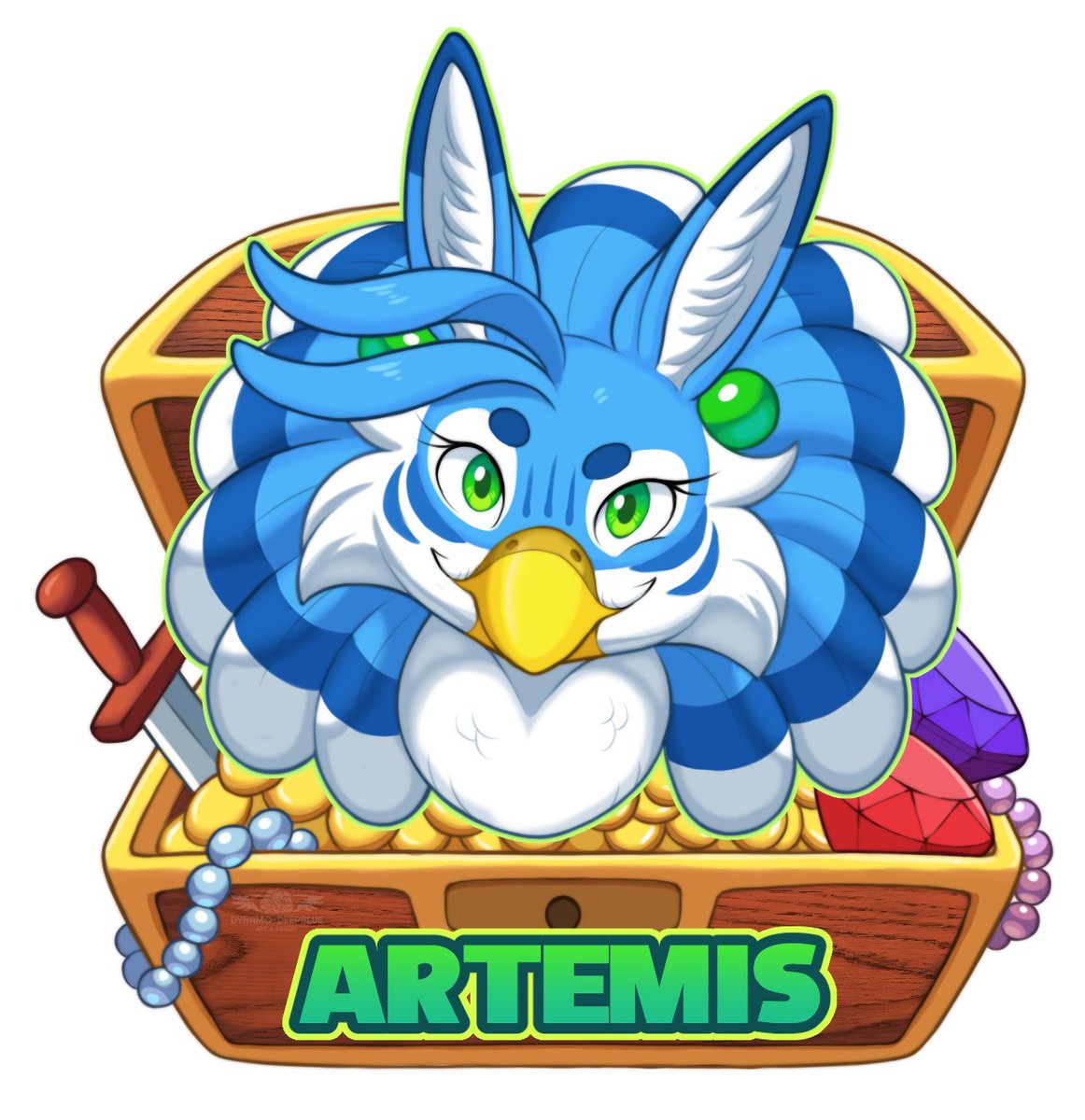 Been a while since I did a themed badge. Artemis's favorite thing is a chest full of shiny treasures 💎✨