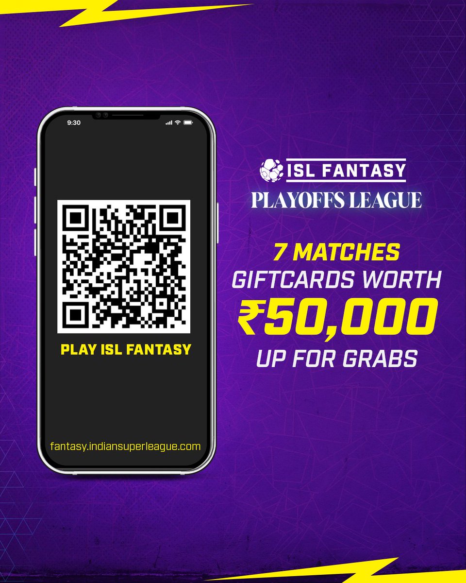 #ISLFantasy managers, here's a golden chance for y'all to win gift-cards worth up to ₹50k! 🥳 Play the #ISLFantasyPlayoffsLeague & win BIG: bit.ly/ISL_Fantasy #ISL #ISL10 #LetsFootball | @JioCinema @Sports18