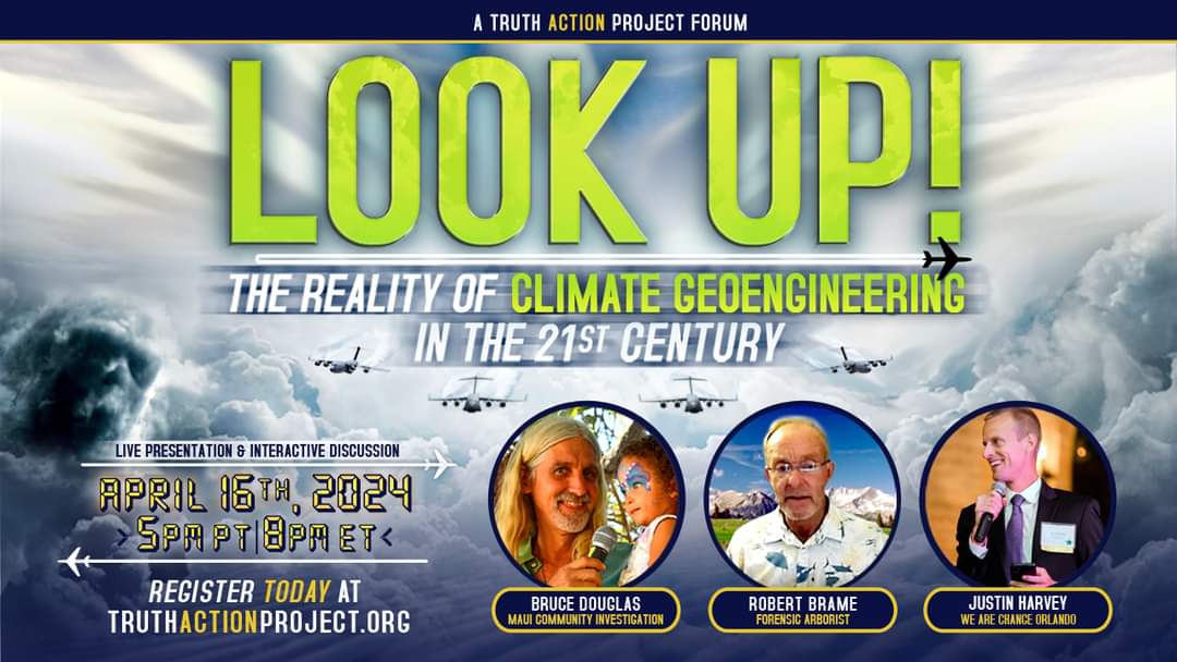 liamxxxmail's tweet photo. This is going to be an awesome panel, be sure to register today and get in here! 👍
Register At the TruthActionProject website
#TAP #TruthActionProApril 16th @TAP_Action 5 PM pst.
With Host @BruceWStanley #climatecontrol #geoengineer #climatecrisis #weatherwarfare #chemtrails https://t.co/ZwbxXoG58R