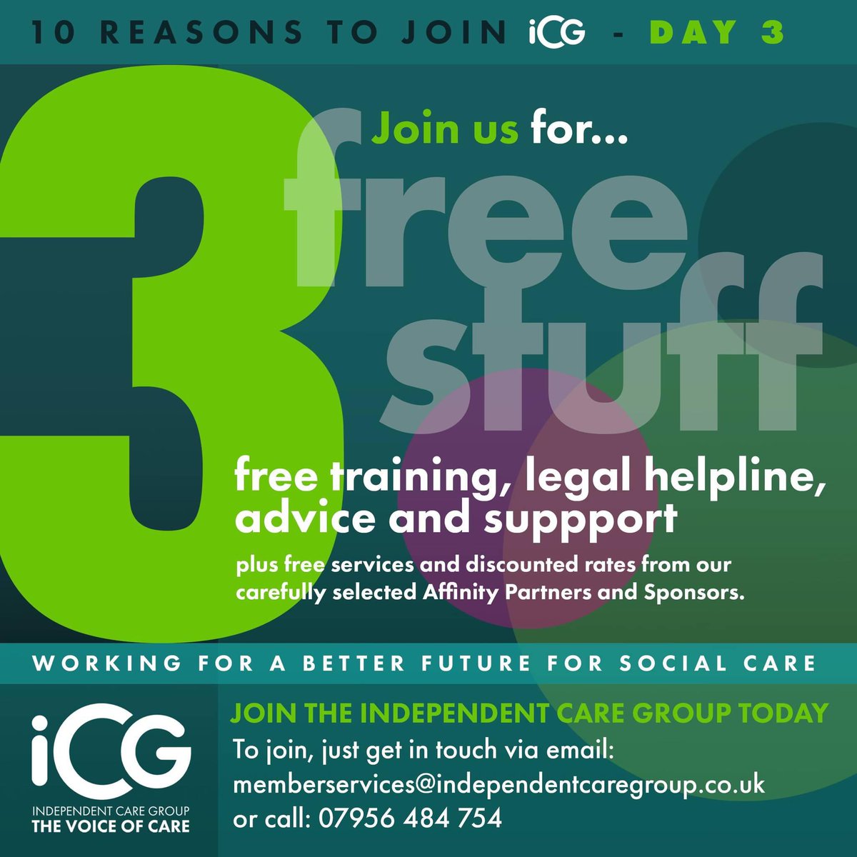 10 reasons to join iCG today…what rhymes with Three? FREE! Yes that’s right, free…#socialcare